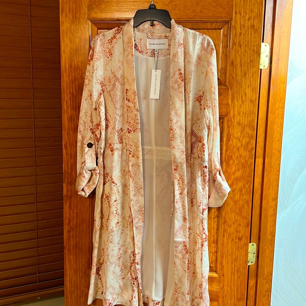 Cupcakes & Cashmere lined duster coat with tie waist - NWT
